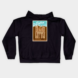 Travel Poster Petra Jordan Kids Hoodie